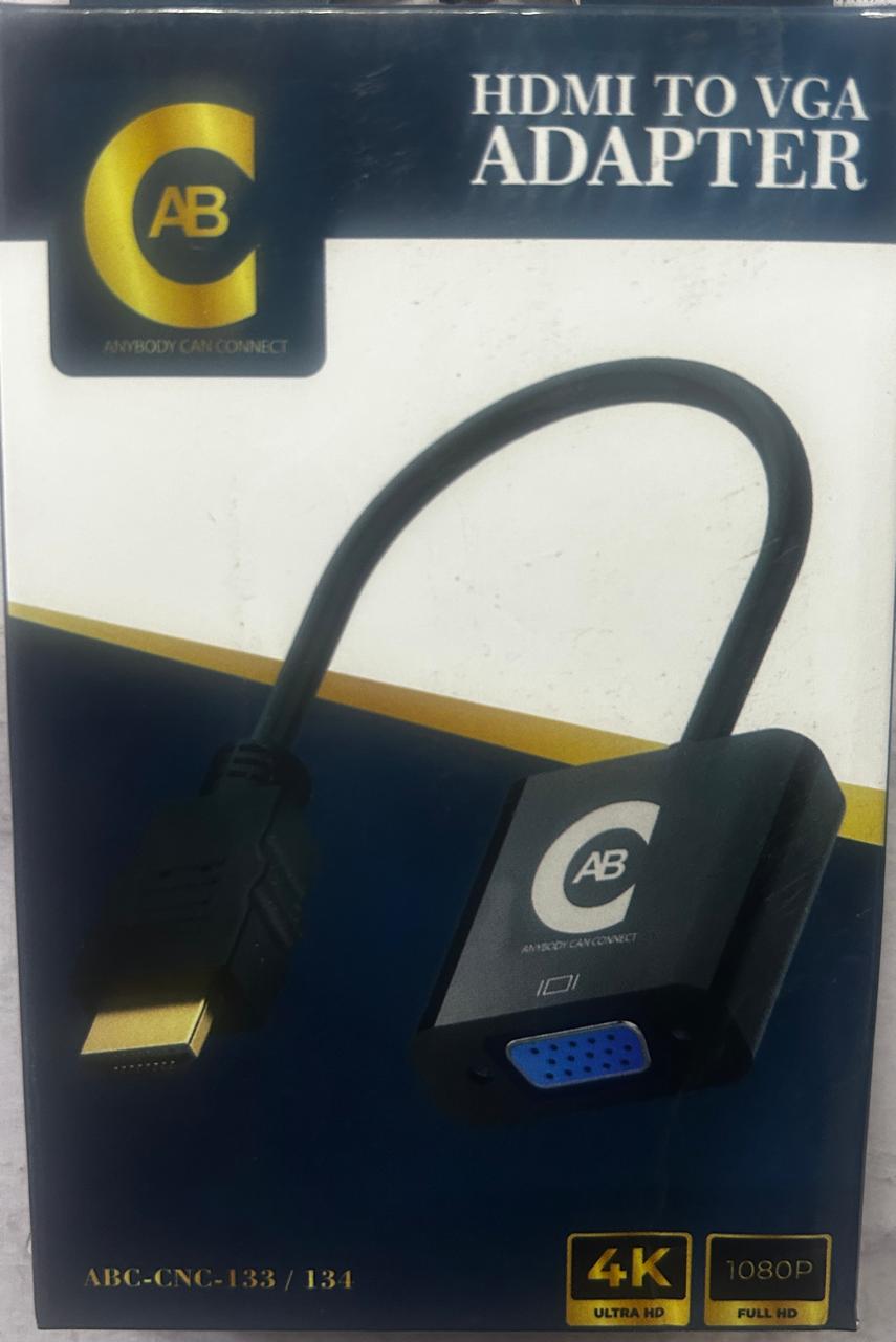 ABC HDMI to VGA Gold Plated High-Speed 1080P Active HDTV HDMI to VGA Adapter Converter Male to Female with Audio and Micro USB Charging Cable, (Black)