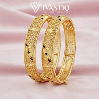 Vivastri Premium Designer Alloy Brass 1 Gram Gold Plated Bangles Kangan Kada for Women Girls- VIVA1068BG2.4 Vivastri Premium Designer Alloy Brass 1 Gram Gold Plated Bangles Kangan Kada for Women Girls- VIVA1068BG2.4