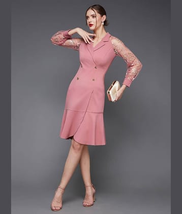 Miss Chase Women Polyester Embellished Wrap Dress ( Pink )