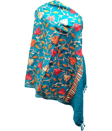 Soul Essence Blue Floral Wool Stoles