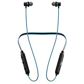Foxin FoxBeat 100 Wireless Bluetooth 5.0 Upto 10 Hours Working Time Lightweight Ergonomic Neckband Voice Asistence (Google &amp;Siri) Sweat-Resistant IPX4 Magnetic Earbuds (Electric Blue).