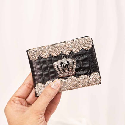 Crown Crystal Wallet / Card Holder-Black