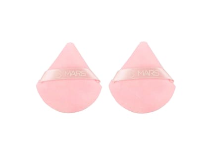 MARS Pizza Powder Puff for Face Makeup, Dual Side Application, For Loose & Pressed Powder Application, Easy to Clean and Handle, Triangle Powder Puff - WHITE
