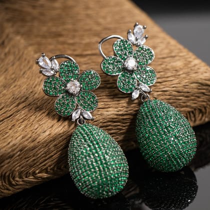 Antique Green Flower Drop Danglers
