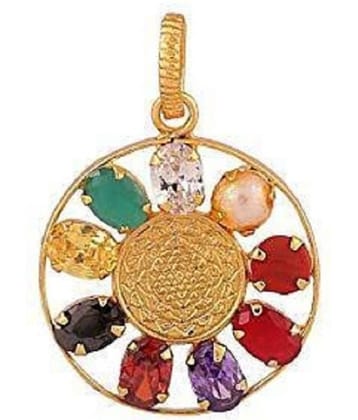 PAYSTORE SHREE YANTRA NAVRATNA PENDANT Strong Pendant Energized Navratna for balancing 9 planet