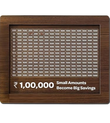 Wooden piggy bank for Kids & Adults, Coin Box, Savings Box, Piggy Bank with Numbers, Target 100000 Rupees Savings Box