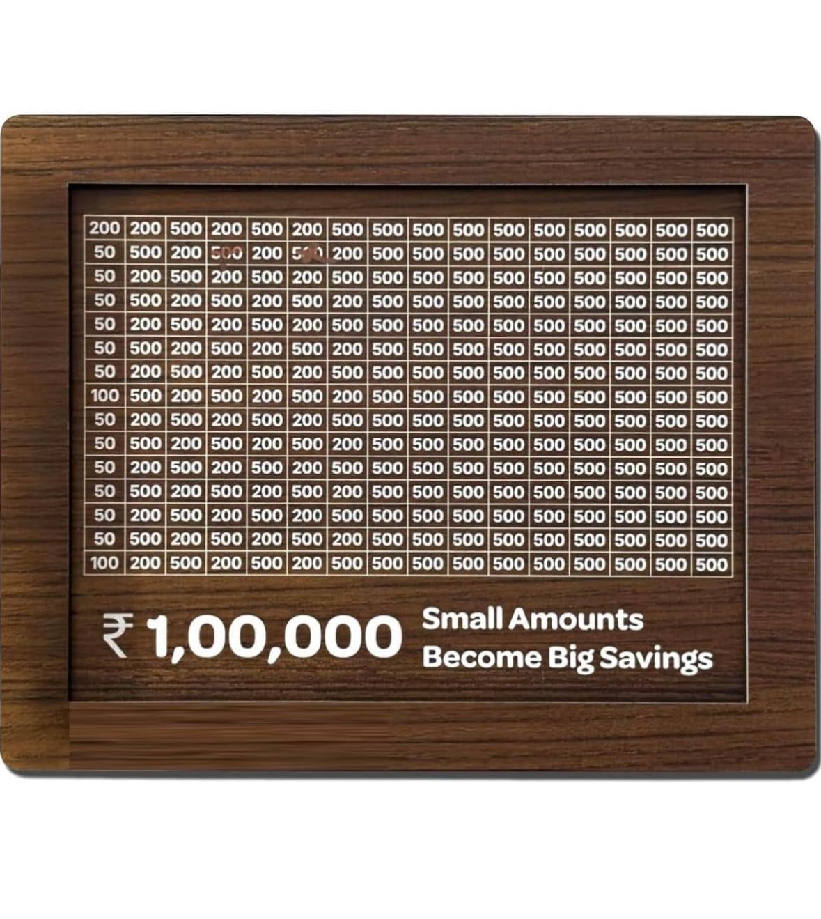 Wooden piggy bank for Kids & Adults, Coin Box, Savings Box, Piggy Bank with Numbers, Target 100000 Rupees Savings Box