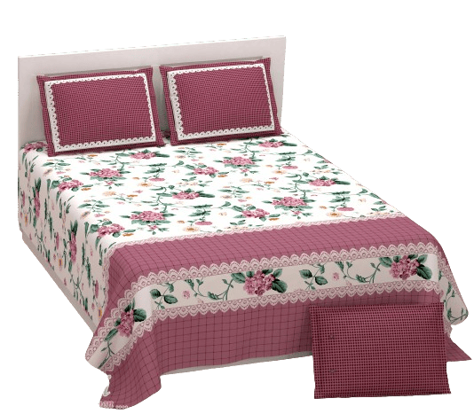 3001-Hometrade India-Standard King Size (90*108 Inches) Double Bedsheet With 2 Pillow Cover-RJ-14-Jaipur lining-3459