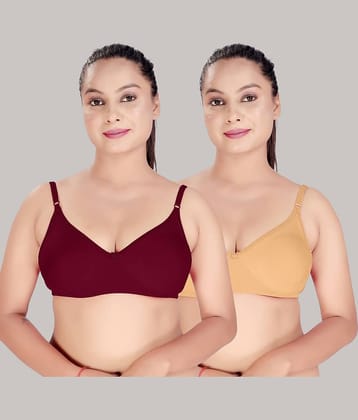 HAYA Pack of 2 Cotton Non Padded Women's Everyday Bra ( Multicolor )