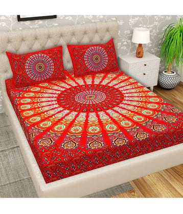 Cosito Cotton 1 Double Bedsheet with 2 Pillow Covers ( Red )
