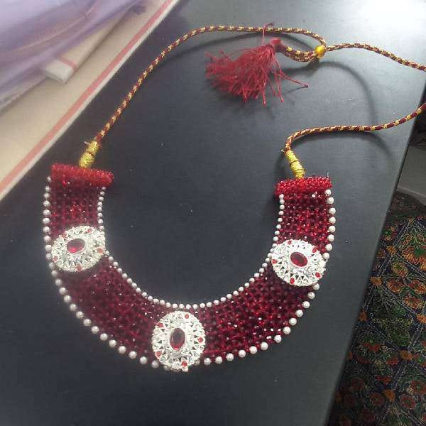 ruby red beaded chokar