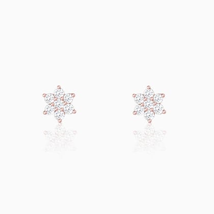 Rose Gold Shining Flower Studs
