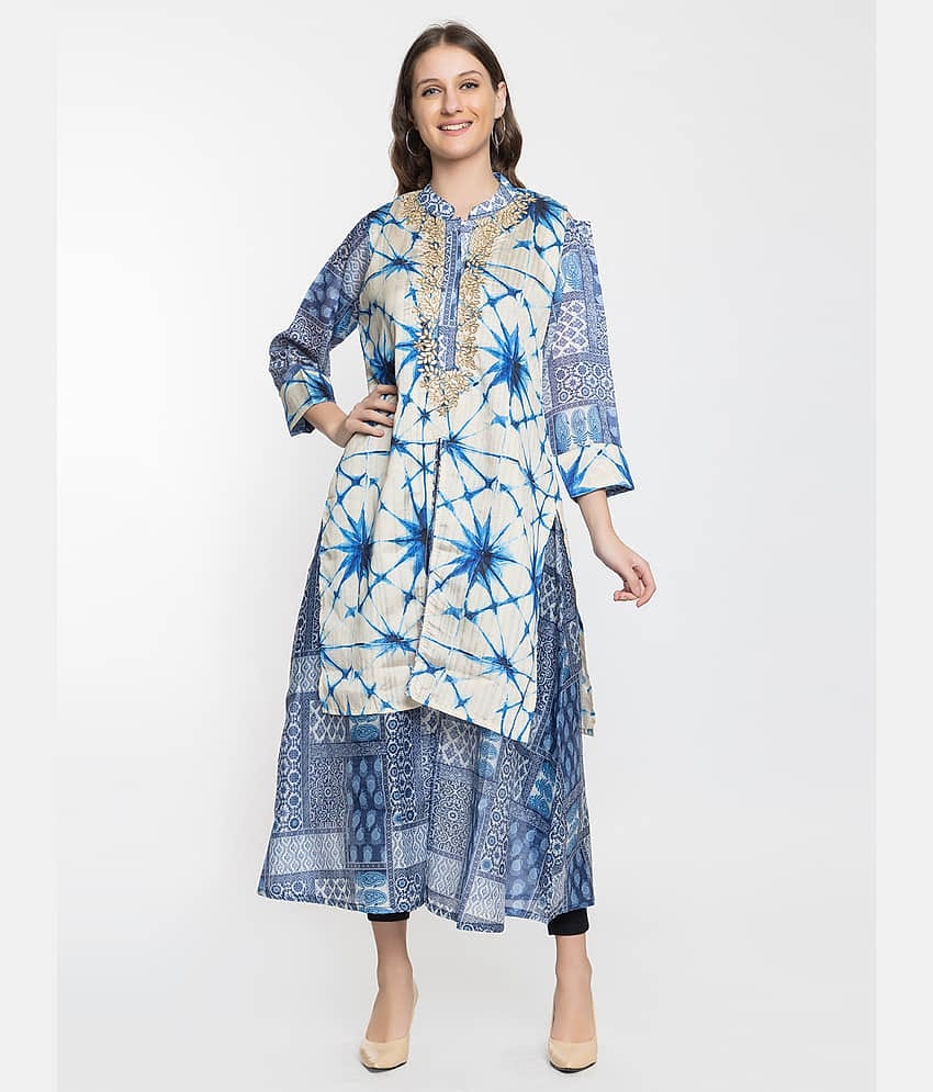 ELTHIA - Blue Silk Women's A-line Kurti ( Pack of 1 )