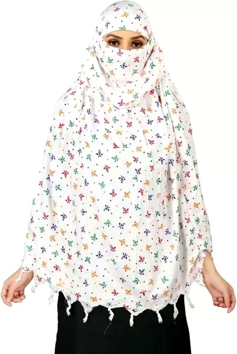 Shiv Textiles Head Scarf Wrap Pure Cotton White Printed Design Soft Breathable Neck Stole Lightweight Sun Protection Accessory Daily WearRejected (137 chars)