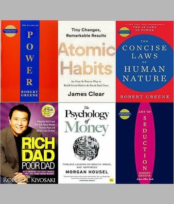 Concise Art Of Seduction + 48 Laws Of Power + The Concise Laws Of Human Nature + Atomic Habits + The Psychology of Money + Rich Dad Poor Dad