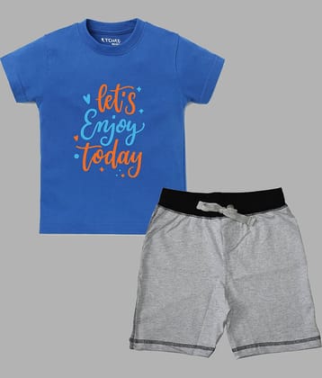 ETCHED DESIGN Pack of 1 Boys Cotton T-Shirt & Shorts Set ( Multicolor )