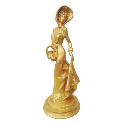 Brass Showpiece Lady Statue, Height : 14 Inch (BSMAS853 A)