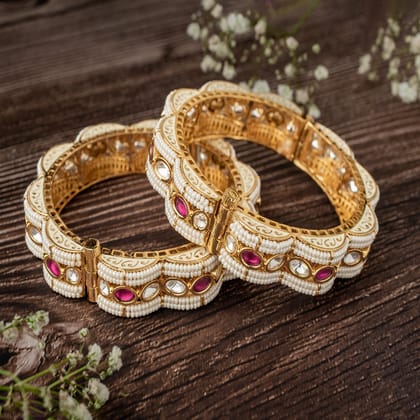 vivinia BY VIDHI MEHRA Ismarrah 2.0 Gold Plated Beads/Synthetic Stone Bangles ( Set of 2 ) - VB763