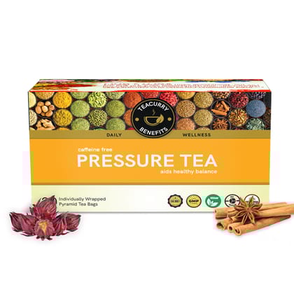 TEACURRY Blood Pressure Tea (1 Month Pack, 30 Tea Bags) - Pressure Tea for Cholesterol and Weight Manage - Heart Tea