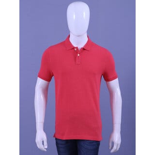 Men's Dk.Pink Enzyme Finish Solid Polo T-Shirt