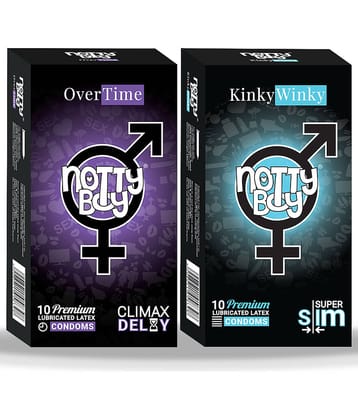 NottyBoy Extra Thin Super Slim and Extra Delay Condoms - 20 Units