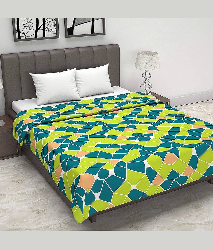 DIVINE CASA Double Polyester Green Abstract Dohar