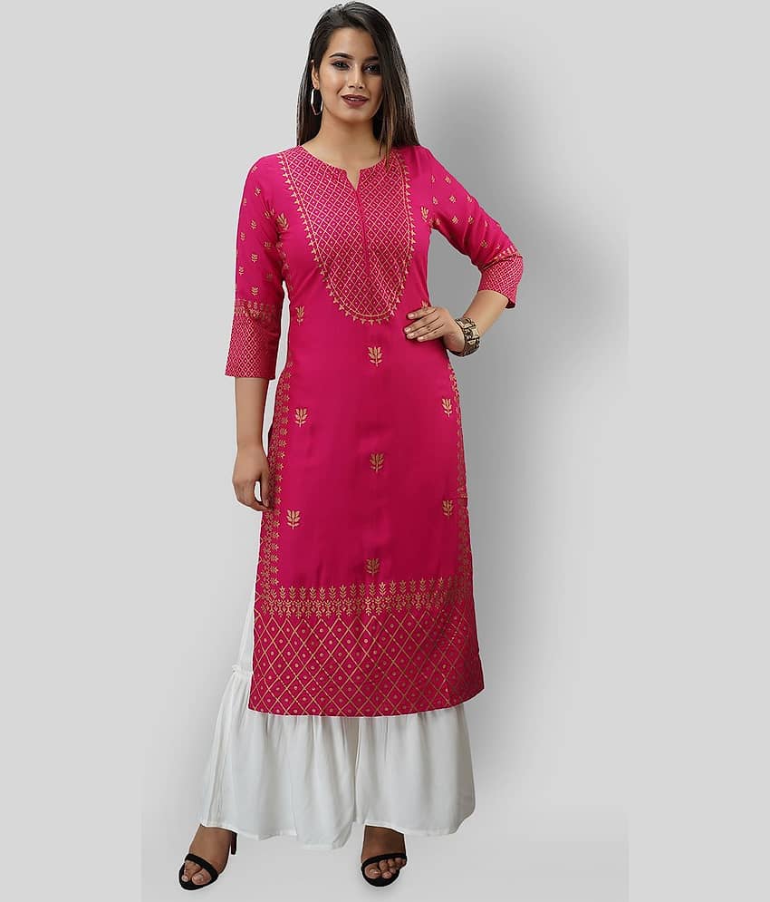 MAUKA - Pink Straight Rayon Women's Stitched Salwar Suit ( Pack of 1 )