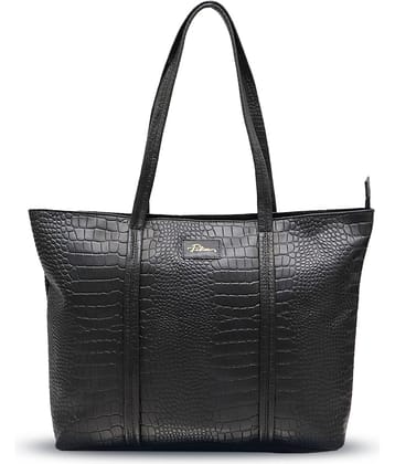 Police Tote Bag Pure Leather Set of 1 ( Black )