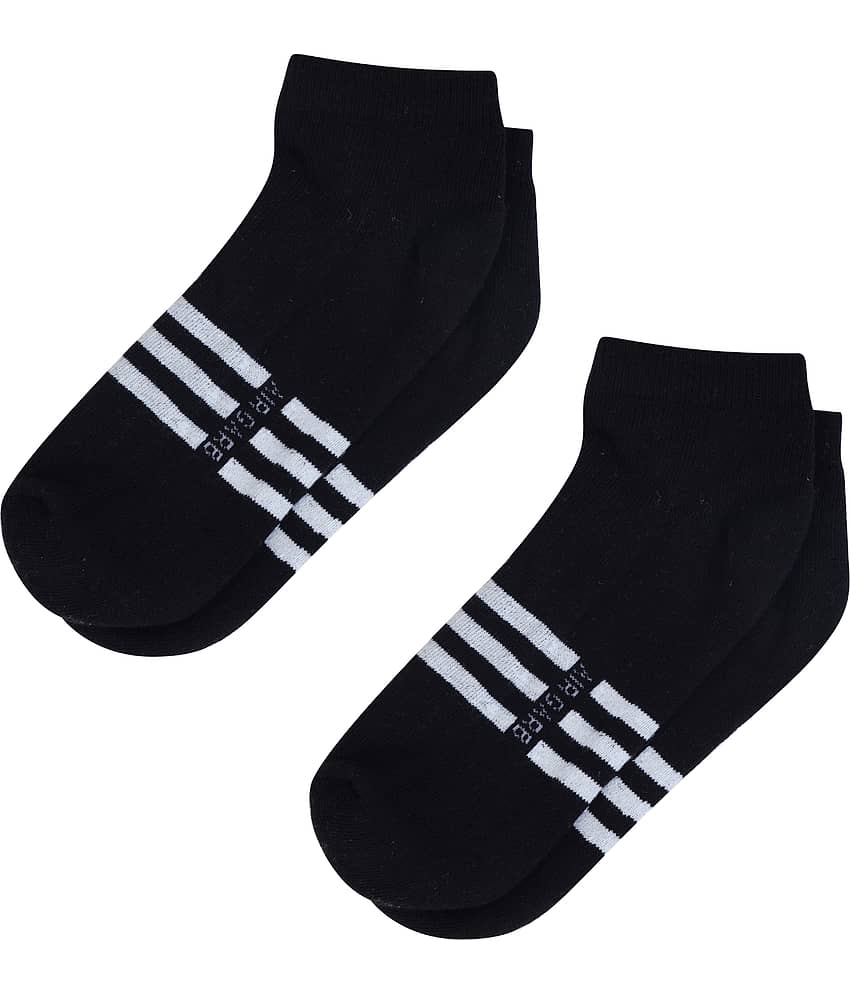 AIR GARB Pack of 2 Men's Cotton Ankle Length Socks ( Black )