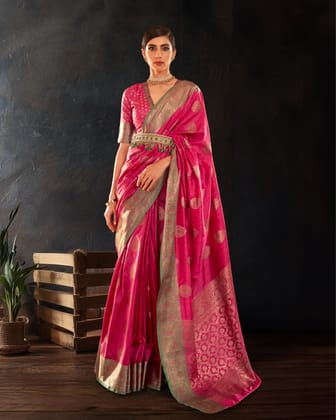 Ethnic Glamour Karivaa Silk Carolina Blue Saree