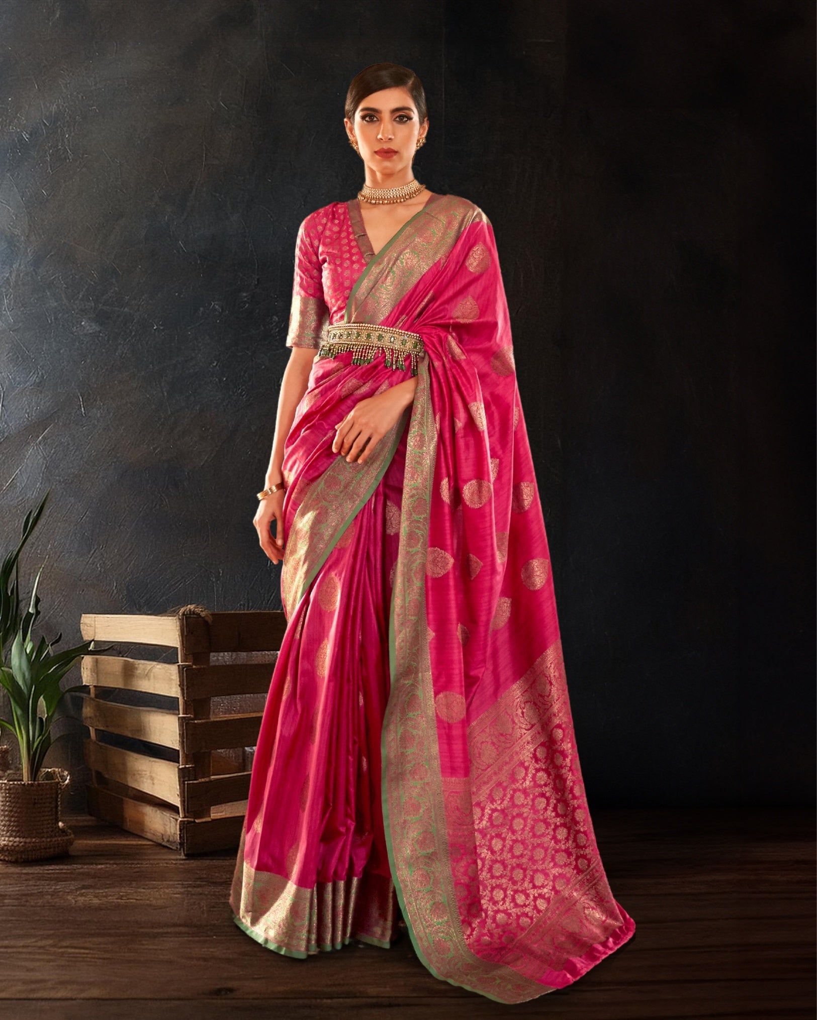 Ethnic Glamour Karivaa Silk Carolina Blue Saree