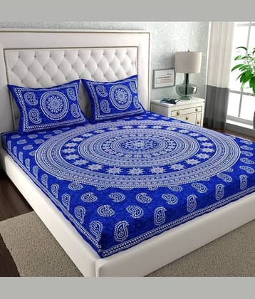 ABHACLOTHO Cotton 1 Double Bedsheet with 2 Pillow Covers ( Multicolor )