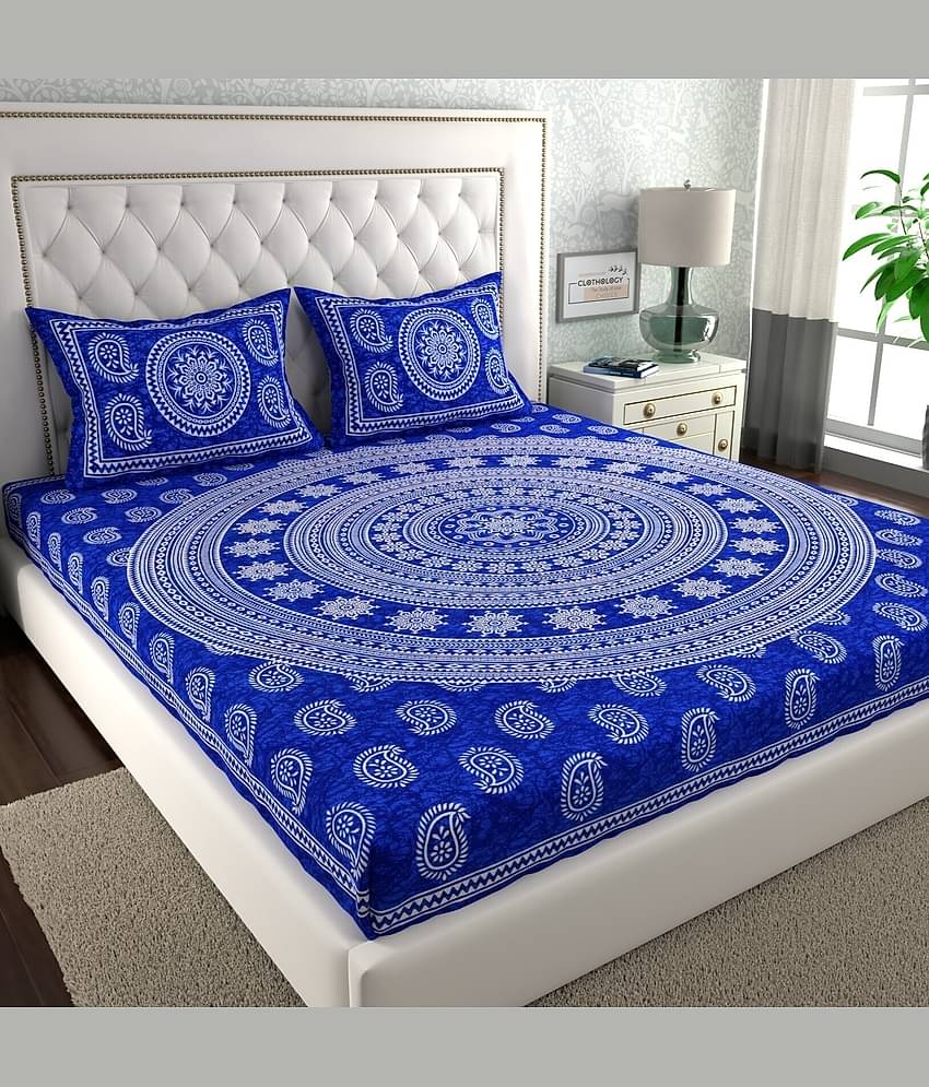 ABHACLOTHO Cotton 1 Double Bedsheet with 2 Pillow Covers ( Multicolor )