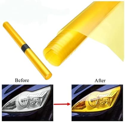 Nawani Yellow Smoke Colored Headlight/Tail Light Tint Film Self Adhesive Fog Film Headlight, Size 18/26 inch, 10 Seats.