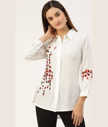 Kbz Women Printed Rayon Shirt ( White )