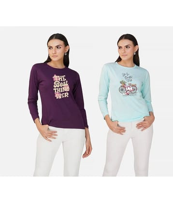 CHOZI Women Cotton Blend Printed Regular Fit Round Neck T-Shirt ( Multi Color )
