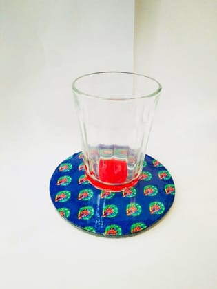 MOR PANKH ROUND COASTERS IN DIFFERENT SHADES OF BLUE