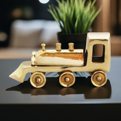 Brass Train Engine Miniature Toy | Antique Railway Showpiece, Height : 2.2 Inch (ZMAS253 A)