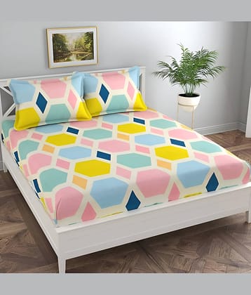 JDX Microfibre Abstract Printed Fitted ( Queen Size ) - Multi