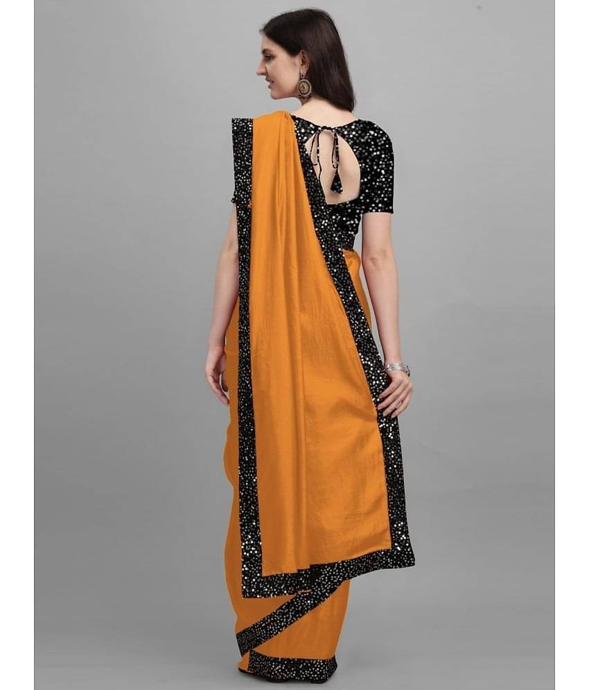 Gullak Lycra Dyed Saree With Unstitched Blouse Piece ( Mustard )