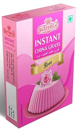 Butterfly Instant China Grass, 50g (Rose)  by Butterfly Dessert Mixes and Bakery Needs. Butterfly Instant China Grass, 50g (Rose)  by Butterfly Dessert Mixes and Bakery Needs.