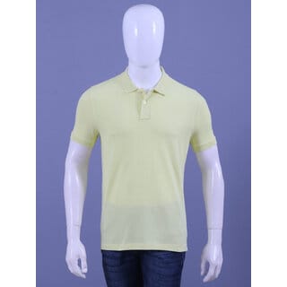 Men's Lt.Yellow Enzyme Finish Solid Polo T-Shirt