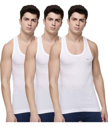 Dollar Lehar Men Combed Cotton Round Neck Vest - Pack of 3 - White