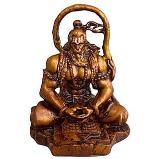 Sparkling Matte Black Hanuman Ji Murti Lord Bajrangbali Dhyan Mudra Meditation for Home Car Dashboard Pooja Gift Decorative Showpiece (Yellow)