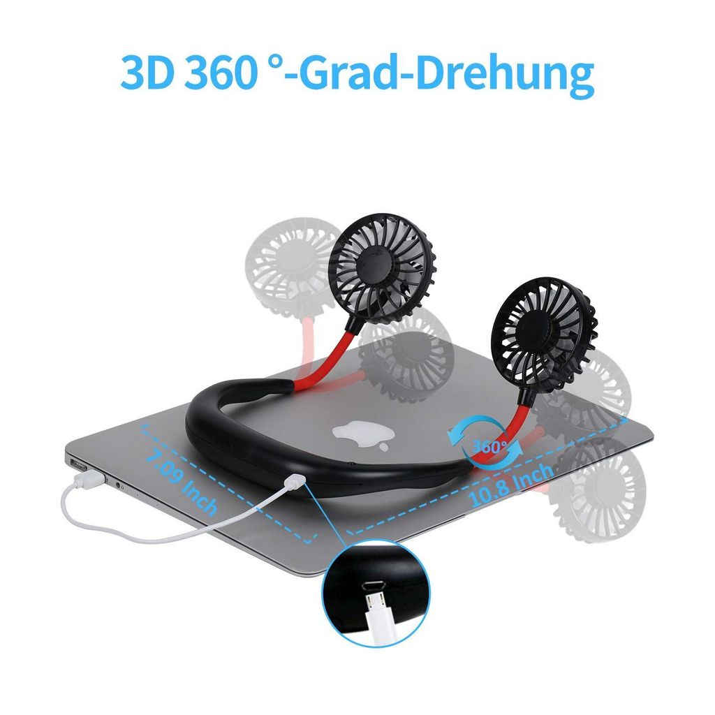 Portable Hanging USB Rechargeable Wearable Neck Fan