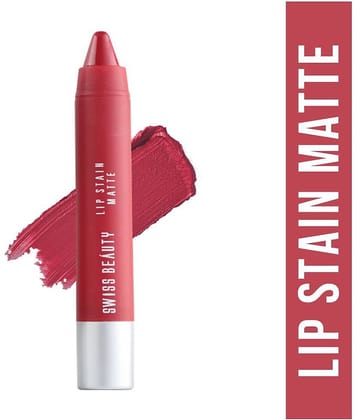 Swiss Beauty Lip Stain Matte Lipstick Lipstick (Russian Red), 3.4gm
