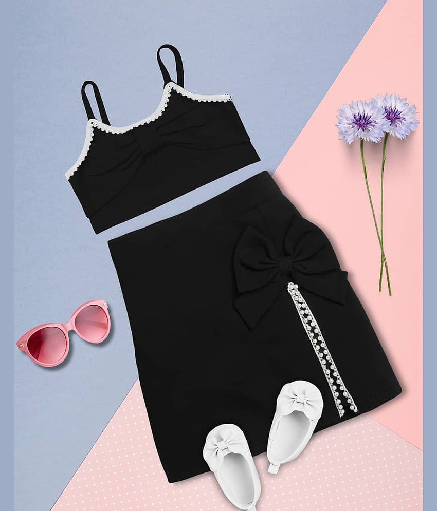 Addyvero Pack of 1 Girls Polyester Top With Skirt ( Black )