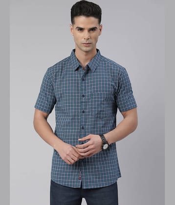 Lucky Roger 100% Cotton Regular Fit Checks Half Sleeves Men's Casual Shirt - Black ( Pack of 1 )