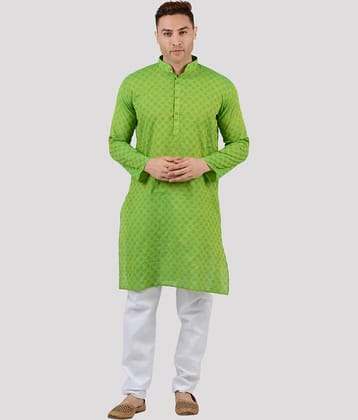 Maharaja - Green Cotton Regular Fit Men's Kurta Pyjama Set ( Pack of 1 )