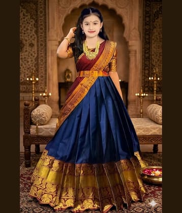 Tapovan Fashion Jacquard Lehenga Choli Set For Girls ( Pack of 1 , Green )